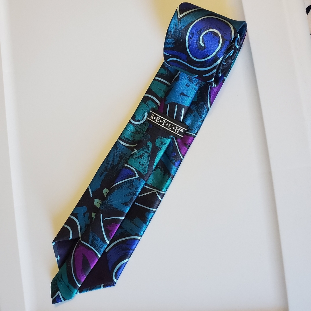 Vintage Mens Tie - Retro Costume Fun Colors Abstract Art Womens Mens - Picture 6 of 7